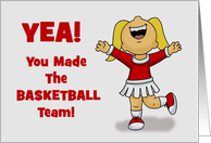 Congratulations Your Made The Basketball Team With Cheerleader card