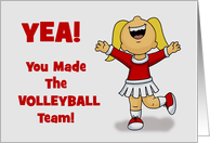 Congratulations Your Made The Volleyball Team With Cheerleader card