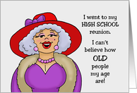 Blank Note Card Woman Red Hat Can’t Believe How Old People Are card