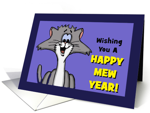 New Years Card With Cartoon Cat Happy Mew Year! card (1547746)