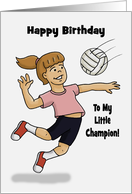 Cute Birthday Card For Granddaughter With Cartoon Girl With Volleyball card