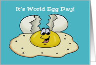 Cute World Egg Day Card With Smiling Cartoon Egg Near Shell card