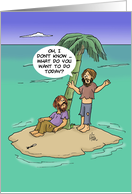 Friendship Card With Cartoon Of Castaways On Desert Island card