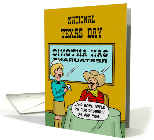 National Texas Day card with Cartoon Remember The A LA Mode card