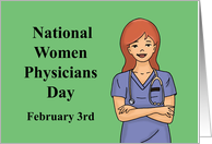 Women Physicians Day Card With Drawing Of WOman In Scrubs card