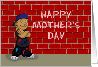 Mother’s Day Card With A Cartoon Of A Youth Tagging A Wall card