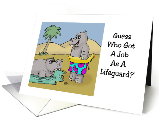 Cute Congratulations On Getting A Lifeguard Job Card With Hippos card