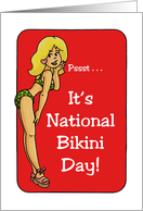 National Bikini Day Card With A Cartoon Woman In A Bikini card