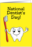 Cute National Dentist’s Day Card With Cartoon Tooth And Toothbrush card
