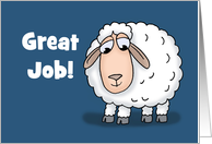 Congratulations On A Great Job Card With Cartoon Sheep Wool Done card