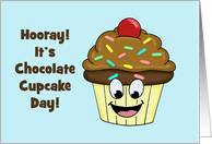 Cute National Chocolate Cupcake Day Card With Cartoon Cupcake card