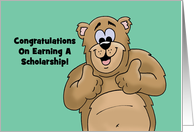 Congratulations For Earning A Scholarship Cartoon Bear Giving Thumbs card