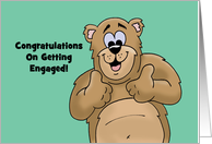 Congratulations On Getting Engaged Cartoon Bear Giving Thumbs card