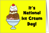 Cute National Ice Cream Day Card With Cartoon Ice Cream Sundae card