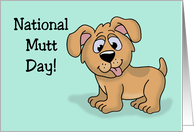 National Mutt Day Card With Cute Puppy On Blue Background card