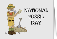 National Fossil Day With Cartoon Showing Archaeologist card