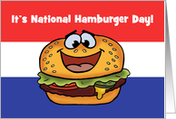 National Hamburger Day Card With Cartoon Hamburger card