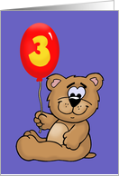 Cute Birthday Card For A Boy’s 3rd Birthday With Cartoon Bear card