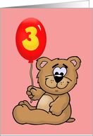 Cute Birthday Card For A Girl’s 3rd Birthday With Cartoon Bear card