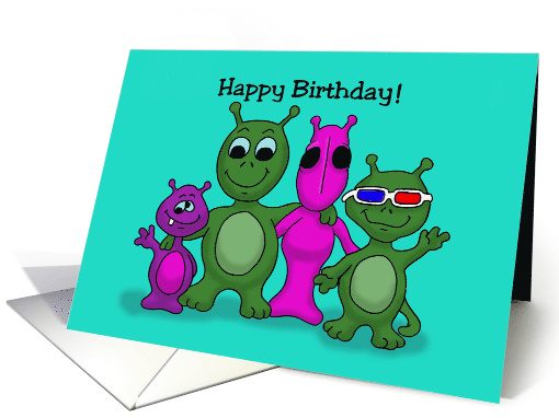 Birthday Card With Weird But Cute Alien Creatures card (1572472)