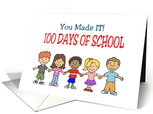 Congratulations On 100th Days Of School Cart Cartoon Kids... (1577244)
