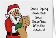 Humorous Christmas Card With Santa Reading His List card