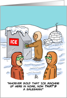National Salesperson Day Card With Cartoon About Ice Machine card