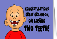 Congratulations Great Grandson On Losing Two Top Teeth card