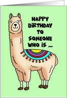 Birthday Card With A Cartoon Llama Someone Who Is Llamazing card