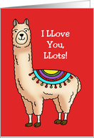 Valentine Card With Cartoon Llama I Llove You Llots! card