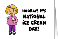 National Ice Cream Day Card With Cute Little Cartoon Girl With Cone card