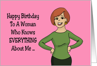 Mother’s Birthday Card A Woman Who Knows Everything About Me card