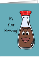 Humorous Birthday Card With Cartoon Soy Sauce Let’s Get Sauced! card