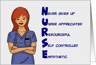 Nurses day Card With Nurse And The Word Nurse As An Acronym card