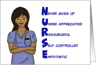 Nurses day Card With African American Nurse Nurse As An Acronym card