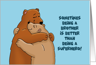 Thank You Card For Brother With Cartoon Bears Hugging card