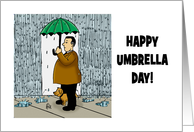 National Umbrella Day Card With Dog Getting Out Of The Rain card