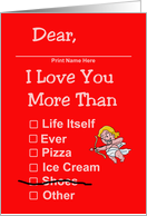 Humorous Valentine Card From Woman With Generic Checklist card