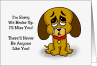 Humorous Apology Card For A Break-up With Sad Cartoon Puppy card