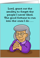 Friendship Card With Elderly Cartoon Woman Praying Lord Grant Me card