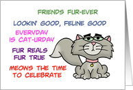 International Cat Day With Cartoon Cat And Cat Puns card
