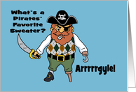 Humorous Argyle Day Card With Pirate’s Favorite Sweater Arrrrrgyle card