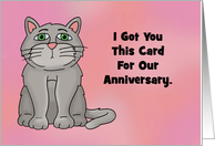 Humorous Anniversary Card With Cartoon Cat I Got You This Card