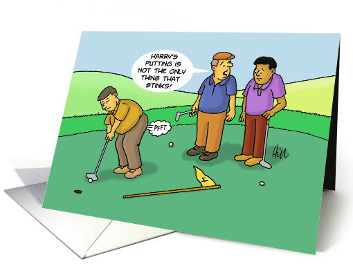 Birthday Card For A Golfer Not Just Harry's Putting That Stinks card