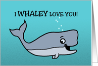 Cute Kids Birthday Card With Cartoon Whale I Whaley Love You card