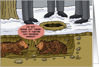 Covid Groundhog Day Card With Cartoon Groundhog No Masks card