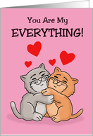 Cute Valentine Card With Two Cartoon Cats Hugging card
