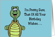 Birthday Card With Cartoon Turtle Of All Your Birthday Wishes card