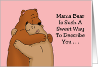 Mother’s Day Card With Cartoon Mama Bear Hugging Their Cub card
