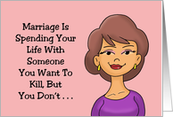 Marriage Congratulations With Cartoon Woman Spending Your Life card